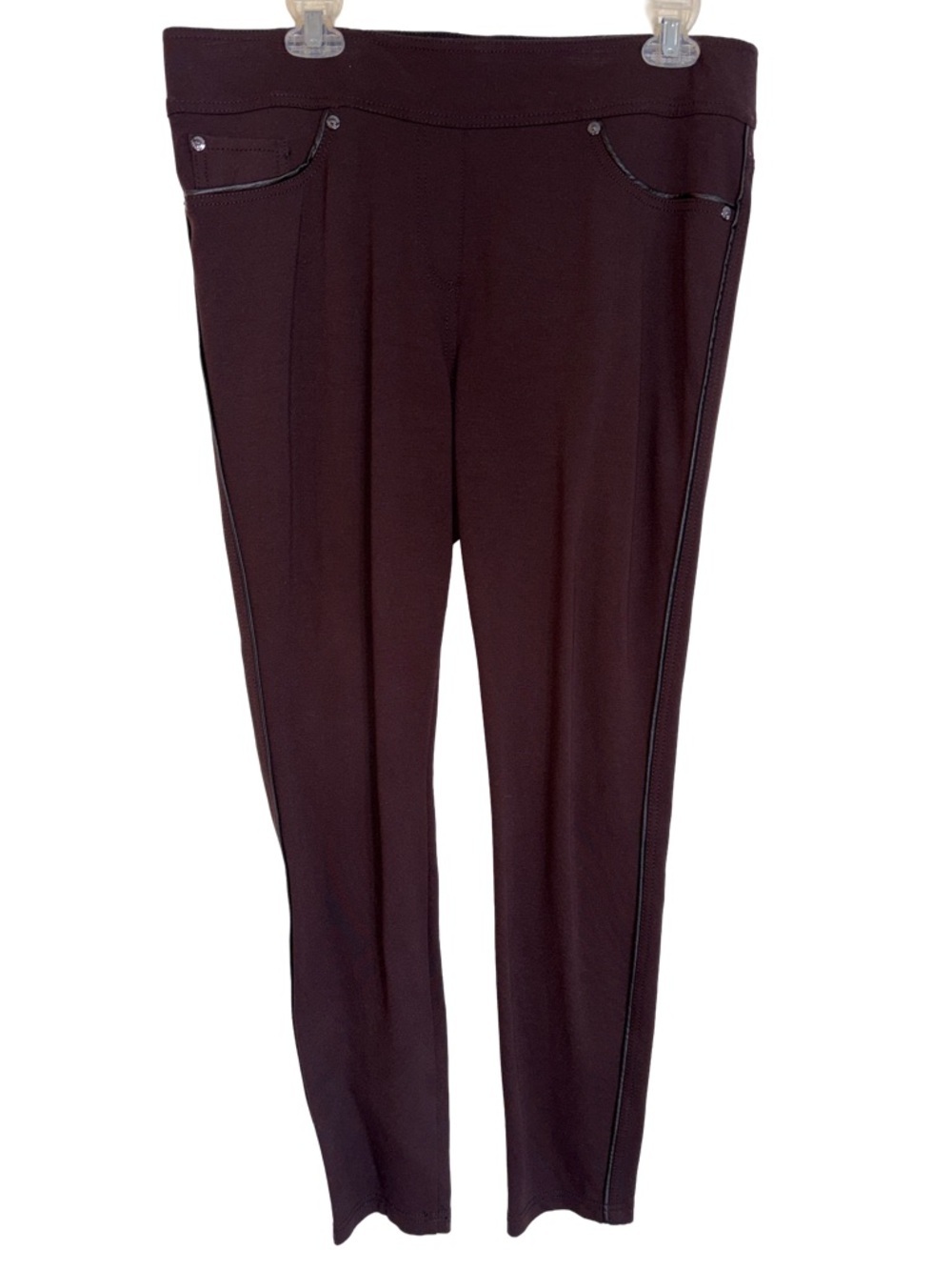 Women's Dark Brown Skinny Ponte Pull-On Pants